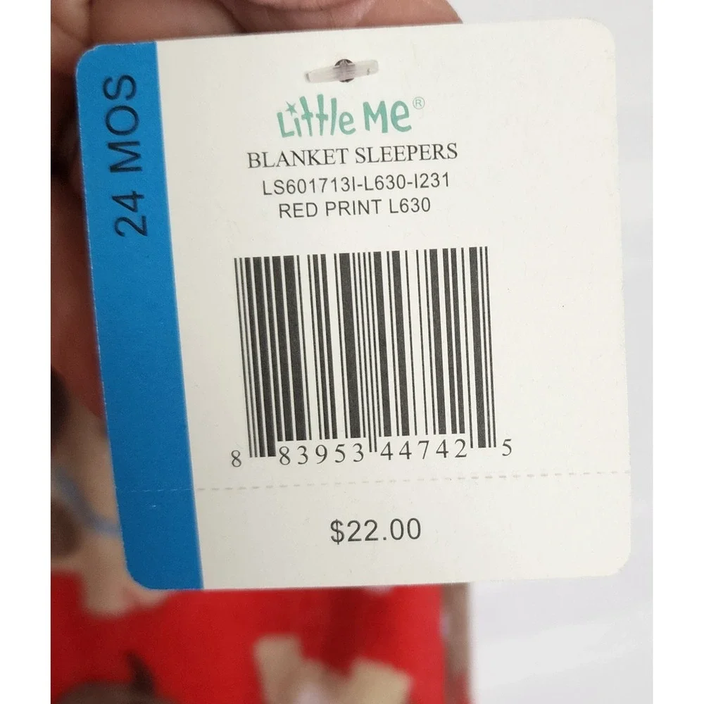 Little‎ Me Red Dog Print Fleece Blanket Sleepers Pajamas 24 Months